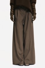 Wide-Leg Twill Pants