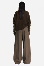 Wide-Leg Twill Pants