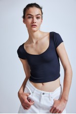 Ribbed Top with Sweetheart Neckline