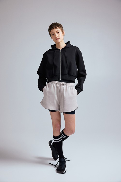 Short Hooded Sweatshirt Jacket