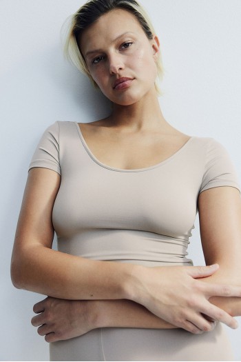 Microfiber Scoop-neck Top